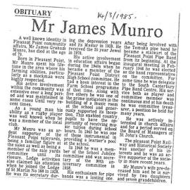 Obituary: Mr James Munro