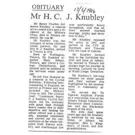 Obituary: Mr H C J Knubley