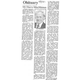 Obituary: Mr Harry MacManus