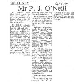 Obituary: Mr P J O'Neill