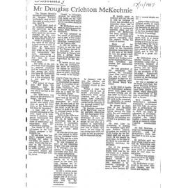 Obituary: Mr Douglas Crichton McKechnie
