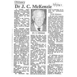 Obituary: Dr J C McKenzie