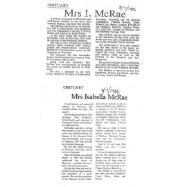 Obituary: Mrs Isabella McRae