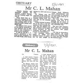 Obituary: Mr C L Mahan
