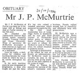 Obituary: Mr J P McMurtrie