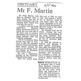 Obituary: Mr F Martin