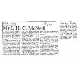Obituary: Mr I H C McNeill