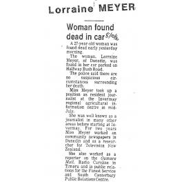Obituary: Lorraine Meyer, Woman found dead in car
