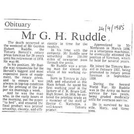 Obituary: Mr G H Ruddle