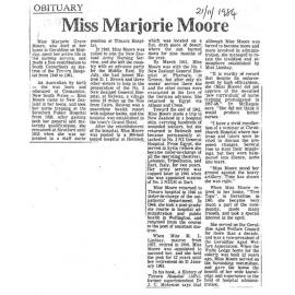 Obituary: Miss Marjorie Moore