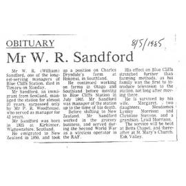 Obituary: Mr W R Sandford