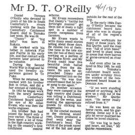 Obituary: Mr D T O'Reilly
