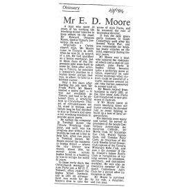 Obituary: Mr E D Moore