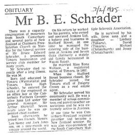 Obituary: Mr B E Schrader