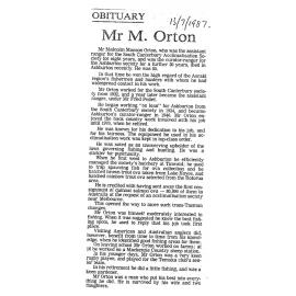 Obituary: Mr M Orton