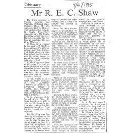 Obituary: MR R E C Shaw