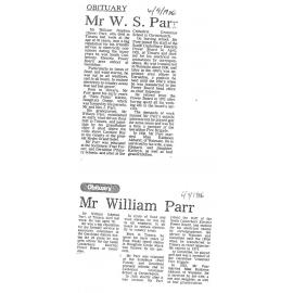 Obituary: Mr W S Parr