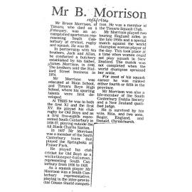 Obituary: Mr B Morrison