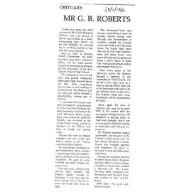 Obituary: Mr G B Roberts