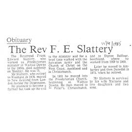 Obituary: The Rev F E Slattery