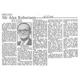 Obituary: Mr Alex Robertson