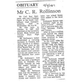 Obituary: Mr C R Rollinson