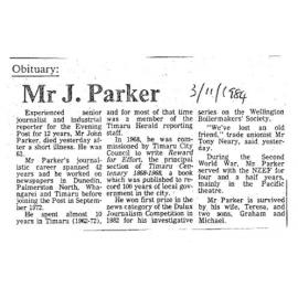 Obituary: Mr J Parker