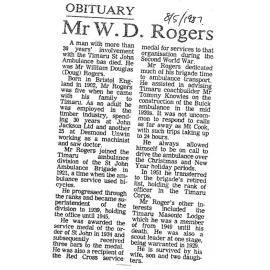 Obituary: Mr W D Rogers