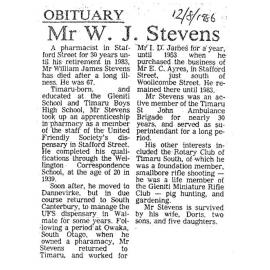 Obituary: Mr W J Stevens