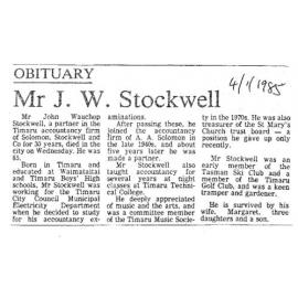 Obituary: Mr J W Stockwell