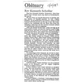Obituary: Rev Kenneth Schollar
