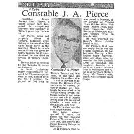 Obituary: Constable J A Pierce