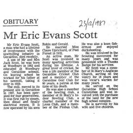 Obituary: Mr Eric Evans Scott