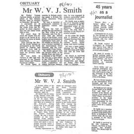 Obituary: Mr W V J Smith, 45 years as a journalist