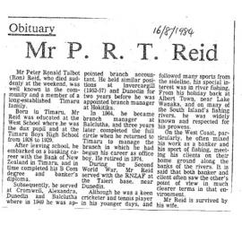 Obituary: Mr P R T Reid
