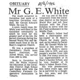 Obituary: Mr G E White