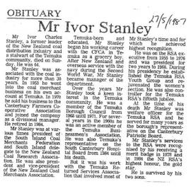 Obituary: Mr Ivor Stanley