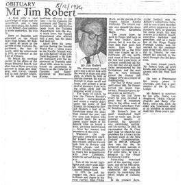 Obituary: Mr Jim Robert
