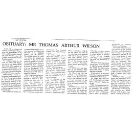 Obituary: Mr Thomas Arthur Wilson