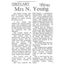 Obituary: Mrs N Young