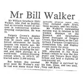 Obituary: Mr Bill Walker