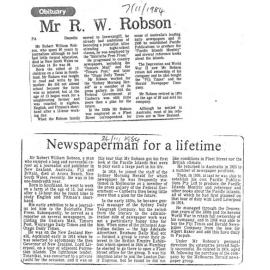 Obituary: Mr R W Robson, Newspaperman for a lifetime