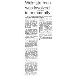 Obituary: Mr T A Wilson, Waimate man was involved in community