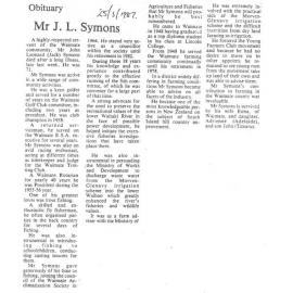 Obituary: Mr J L Symons