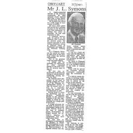 Obituary: Mr J L Symons