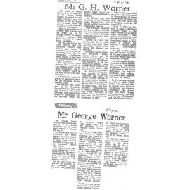 Obituary: Mr G H Worner