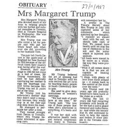 Obituary: Mrs Margaret Trump