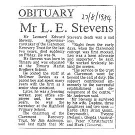 Obituary: Mr L E Stevens