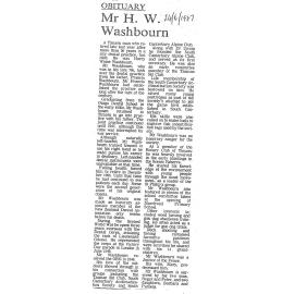 Obituary: Mr H W Washbourn
