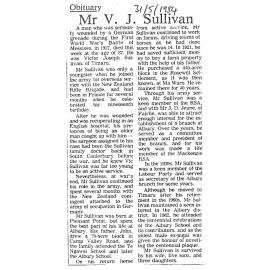Obituary: Mr V J Sullivan